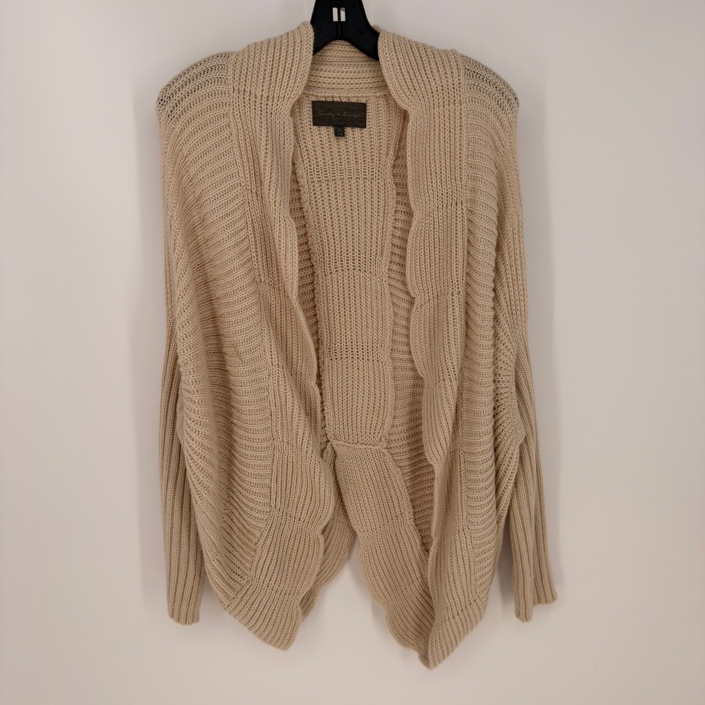 Sunday in Brooklyn Cardigan Womens XS Beige Open Front Wool Blend Cocoon Boho